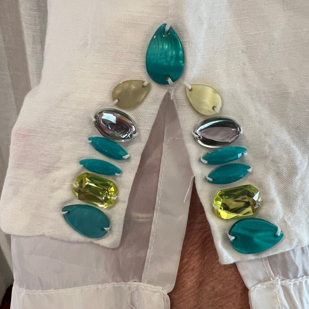 Ruby Rd. White Linen Blend Lined Capri Rhinestone… - image 3